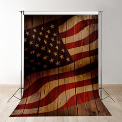 Aperturee - Proud Singer USA Flag Wood Independence Day Backdrop