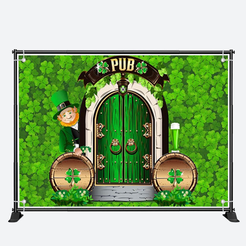 Aperturee - Pub Door Dense Green Clover St Patricks Day Backdrop