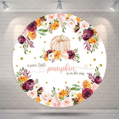 Aperturee Pumpkin Blooming Flowers Circle Baby Shower Backdrop