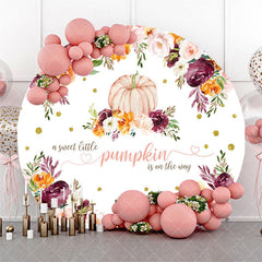 Aperturee Pumpkin Blooming Flowers Circle Baby Shower Backdrop