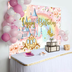 Aperturee - Pumpkin Carriage Fairy Floral Birthday Backdrop