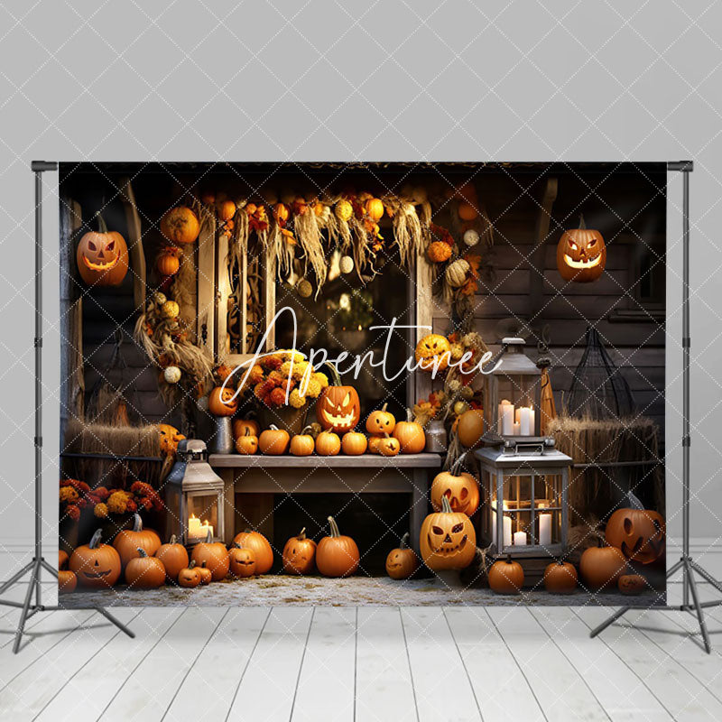 Aperturee - Pumpkin Farm Autumn Harvest Cute Happy Halloween Backdrop