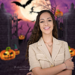 Aperturee - Pumpkin Lantern Horror Spooky Night Halloween Backdrop