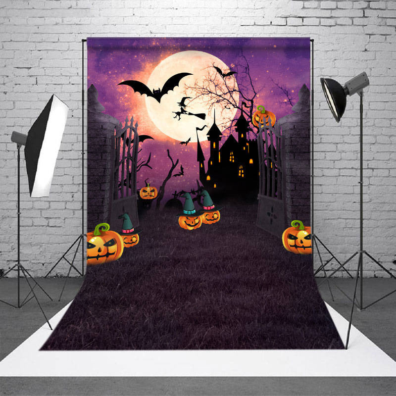 Aperturee - Pumpkin Lantern Horror Spooky Night Halloween Backdrop