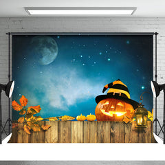 Aperturee - Pumpkin Lantern Wood Board Light Halloween Backdrop