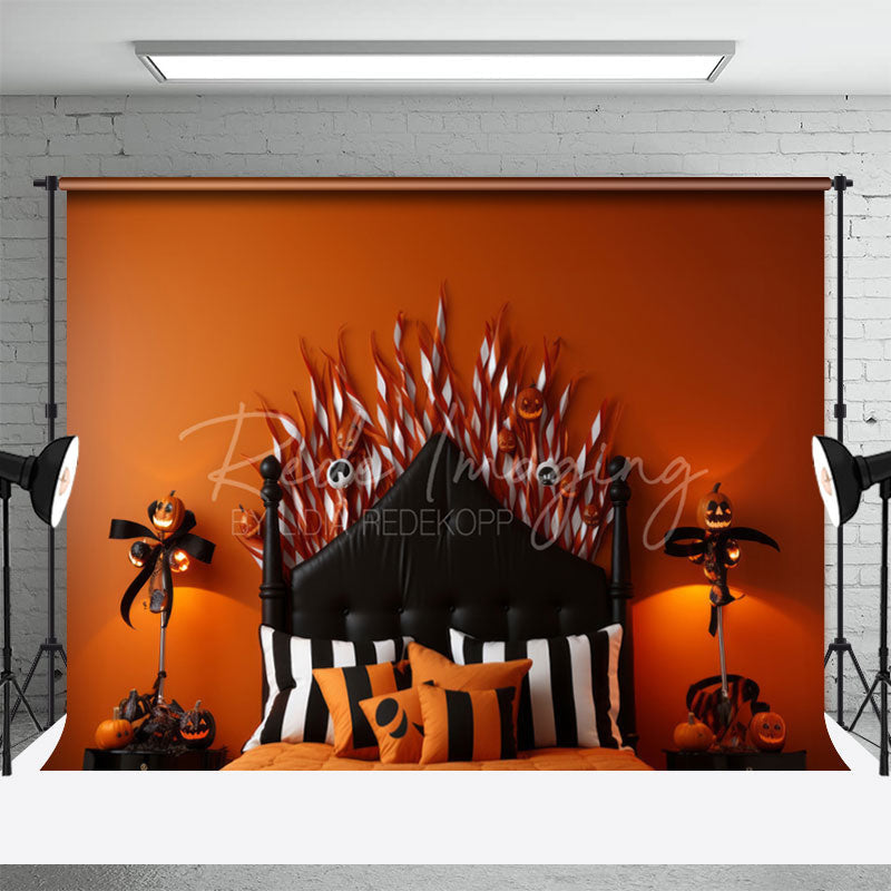 Aperturee - Pumpkin Light Halloween Headboard Photo Backdrop