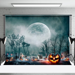 Aperturee - Pumpkin Tomb Under the Moonlight Forest Halloween Backdrop