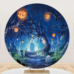 Aperturee - Pumpkin Trunk Forest Grave Halloween Party Backdrop