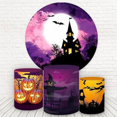 Aperturee Pumpking And Horror Night Round Halloween Backdrop Kit