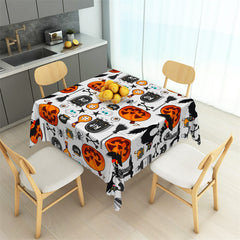 Aperturee - Pumpkins And Tombstone Halloween Square Tablecloth