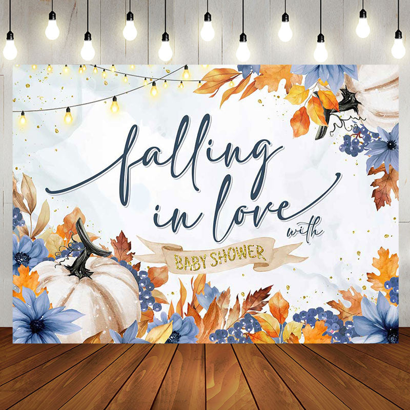 Aperturee - Pumpkins Falling In Love With Baby Shower Backdrop