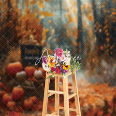 Aperturee - Pumpkins Falling Maple Leaves Autumn Photo Backdrop