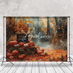 Aperturee - Pumpkins Falling Maple Leaves Autumn Photo Backdrop