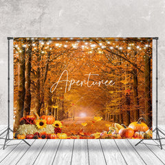 Aperturee - Pumpkins Floral Maple Leaf Forest Autumn Backdrop