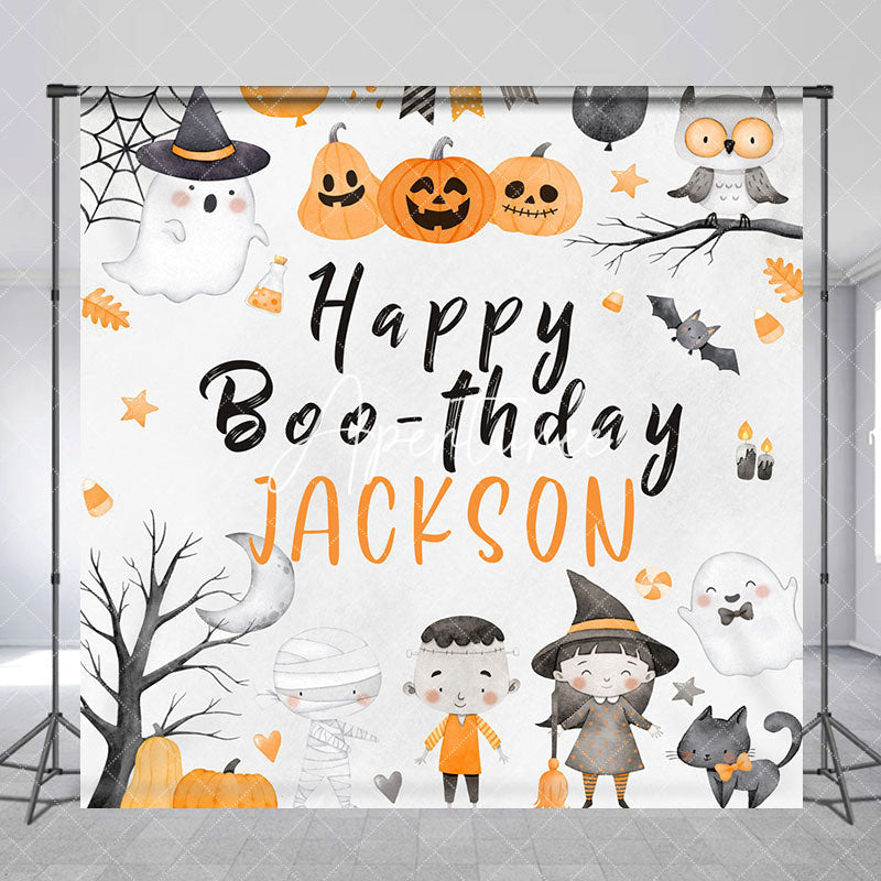 Aperturee - Pumpkins Halloween Custom Happy Boothday Backdrop