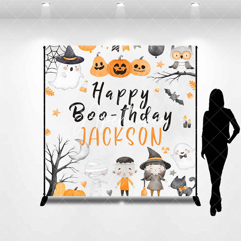 Aperturee - Pumpkins Halloween Custom Happy Boothday Backdrop