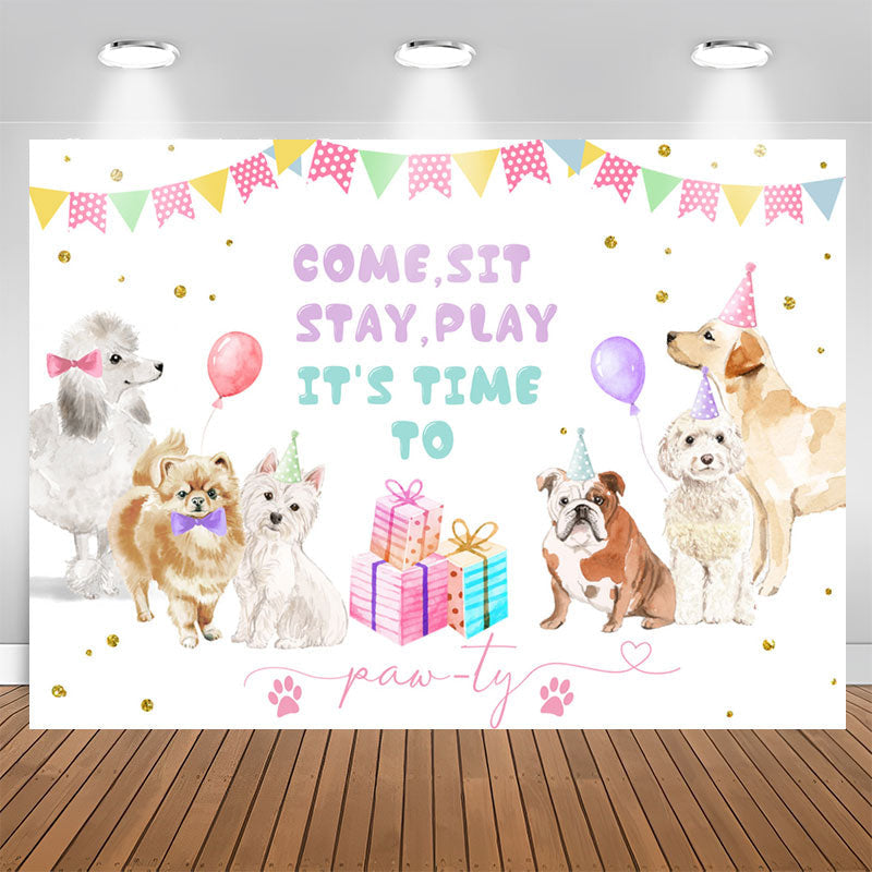 Aperturee - Puppy Game Party Theme Happy Birthday Backdrop