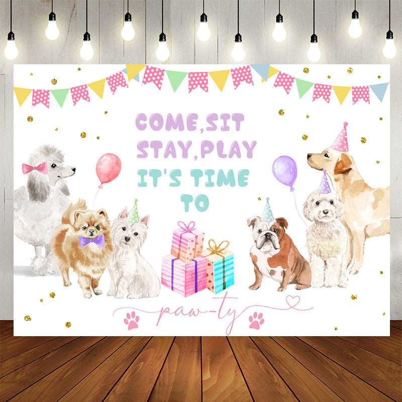 Aperturee - Puppy Game Party Theme Happy Birthday Backdrop