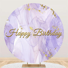 Aperturee Purple Abstract And Gold Round Happy Birthday Backdrop