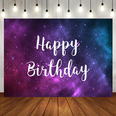 Aperturee - Purple and Blue Starry Night Happy Birthday Backdrop