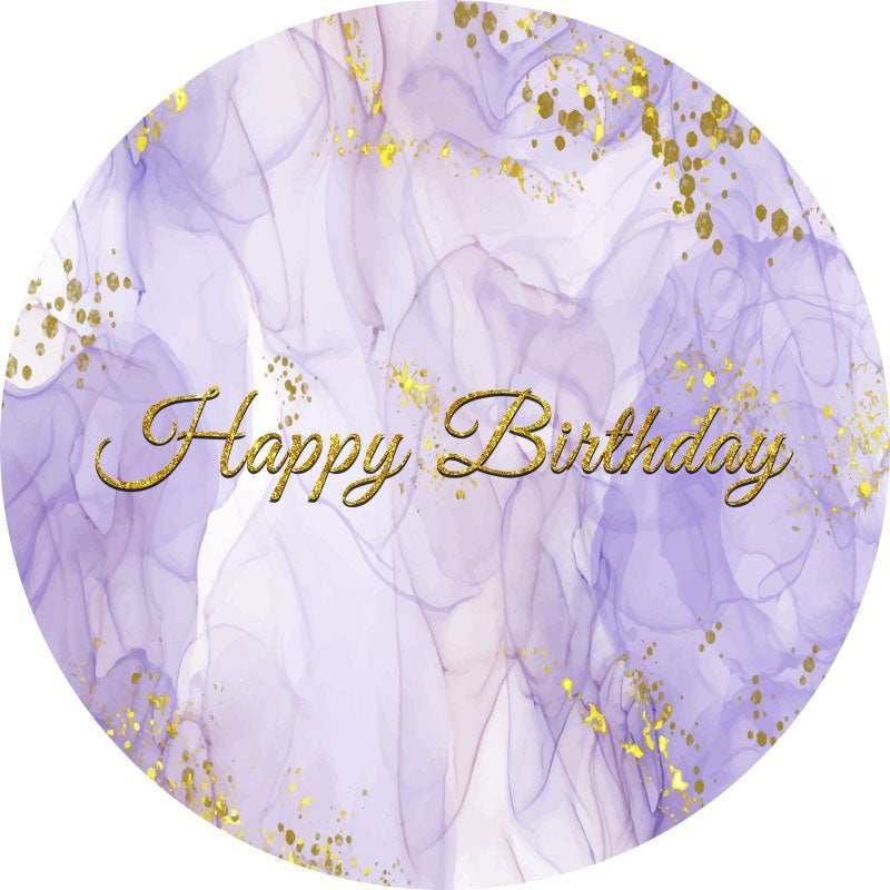 Aperturee - Purple And Gold Abtract Round Birthday Backdrop