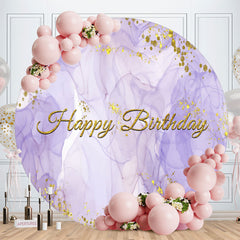 Aperturee - Purple And Gold Abtract Round Birthday Backdrop