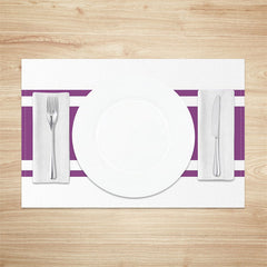 Aperturee - Purple And White Simple Fabric Set Of 4 Placemats