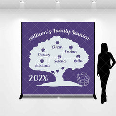 Aperturee - Purple Apple Tree Name Custom Family Reunion Backdrop