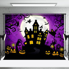 Aperturee - Purple Atmosphere Castle Night Happy Halloween Backdrop