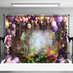 Aperturee - Purple Balloons Enchanted Forest Spring Backdrop