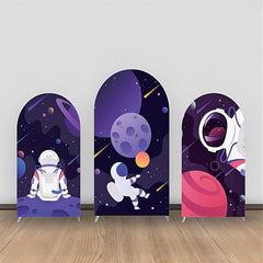 Aperturee - Purple Black Astronauts Galaxy Arch Backdrop Kit