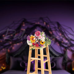 Aperturee - Purple Black Shiny Halloween Headboard Backdrop