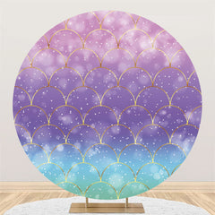 Aperturee Purple Blue Mermaid Scales Bokeh Circle Party Backdrop