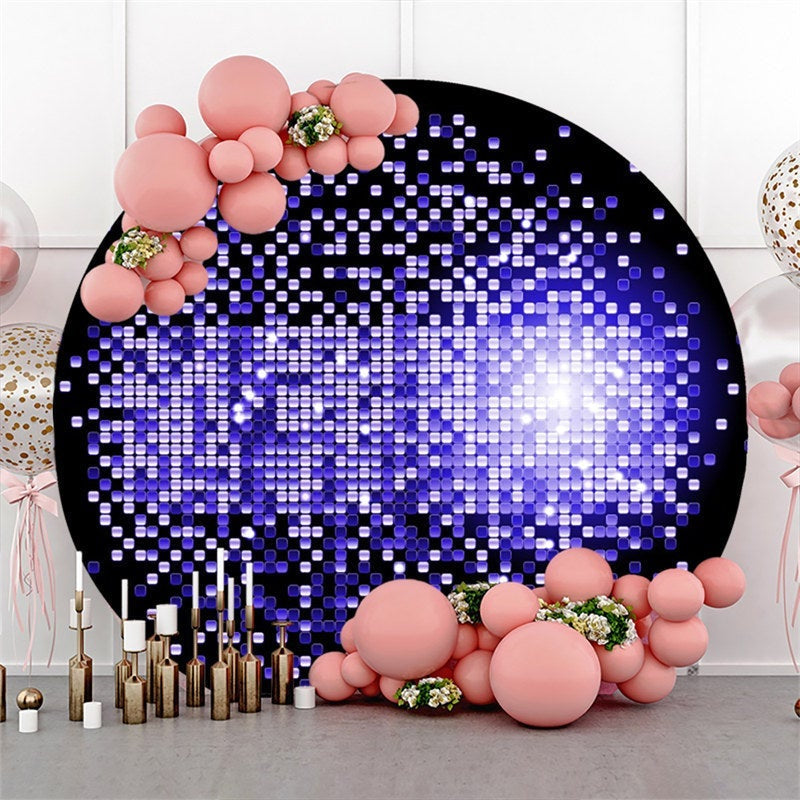 Aperturee Purple Bokeh Bright Round Black Birthday Party Backdrop