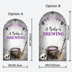 Aperturee - Purple Brewing Halloween Baby Shower Arch Backdrop