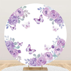 Aperturee Purple Butterflies Are Flying Birthday Circle Backdrop