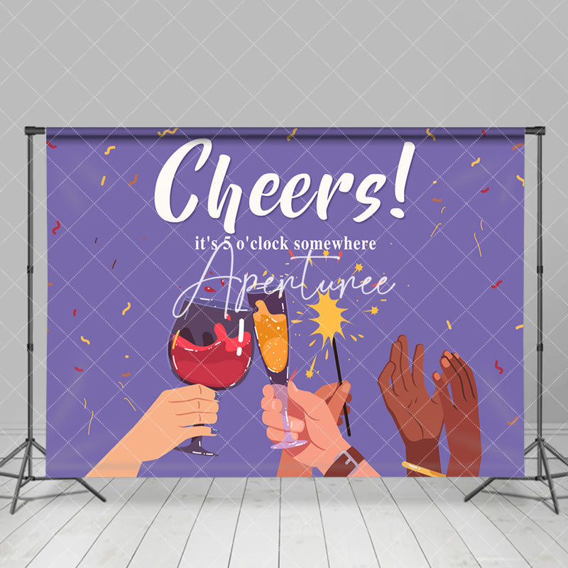 Aperturee - Purple Cheers Its 5 Oclock Somewhere Party Backdrop