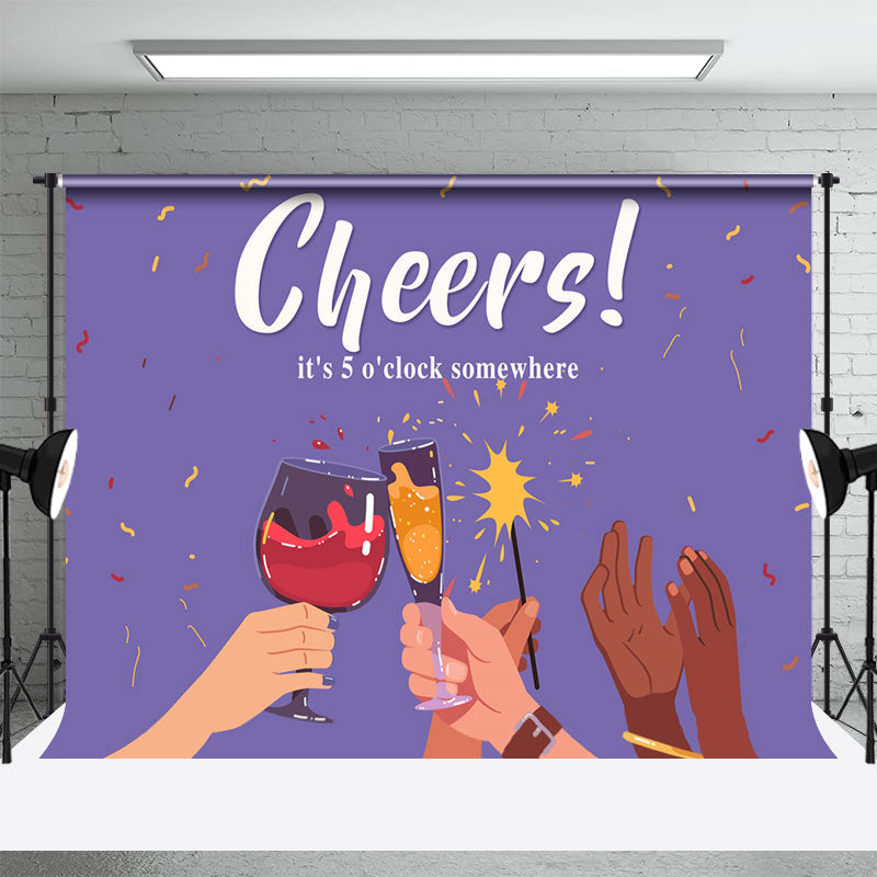 Aperturee - Purple Cheers Its 5 Oclock Somewhere Party Backdrop