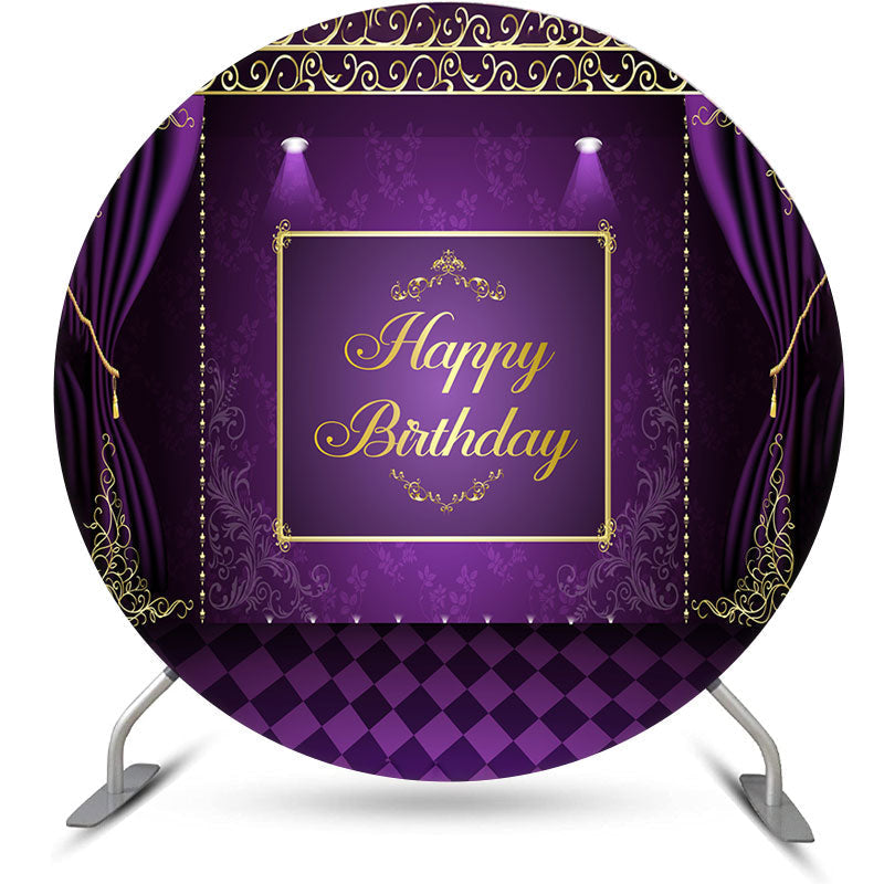 Aperturee - Purple Curtain Elegance Round Birthday Backdrop