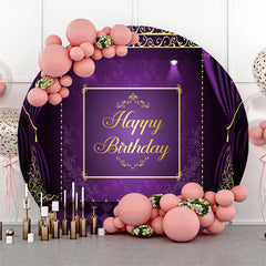 Aperturee - Purple Curtain Elegance Round Birthday Backdrop