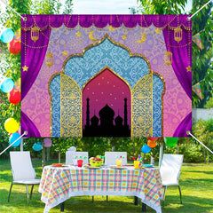 Aperturee - Purple Curtain Mandala Door Palace Ramadan Backdrop