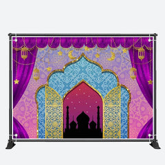 Aperturee - Purple Curtain Mandala Door Palace Ramadan Backdrop