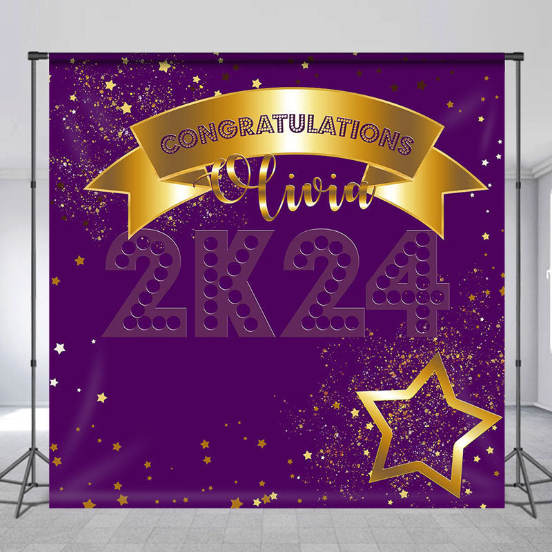 Aperturee - Purple Custom Graduation Backdrop for Party