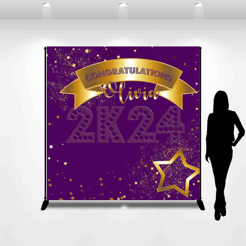 Aperturee - Purple Custom Graduation Backdrop for Party