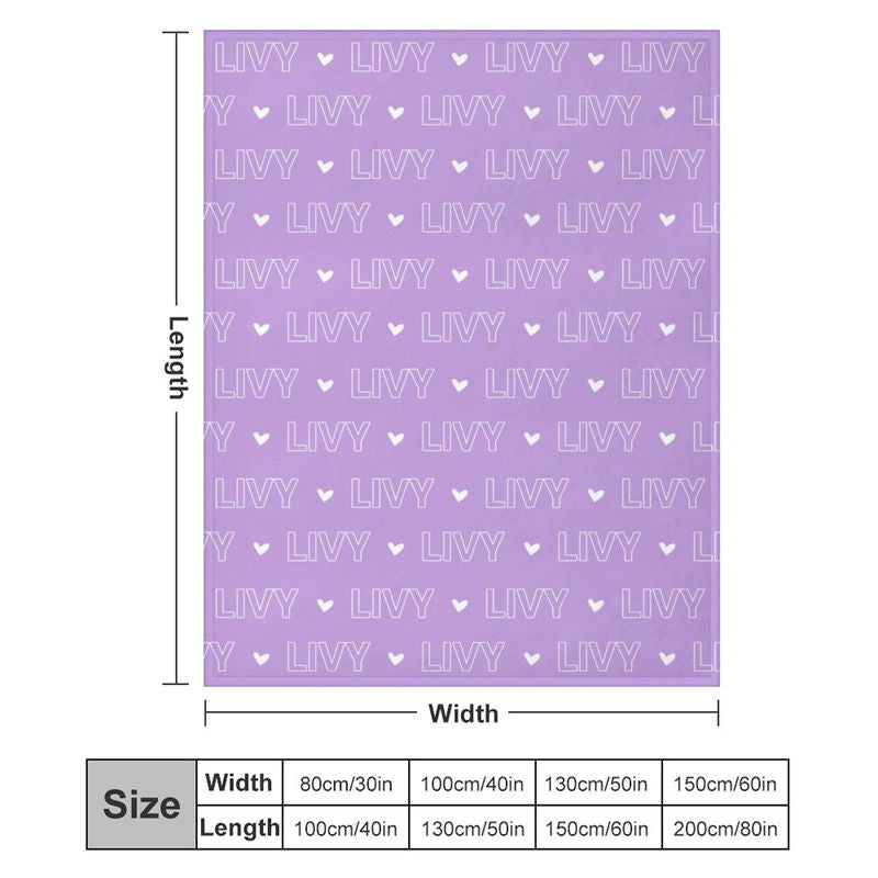 Aperturee - Purple Customized Name Heart Repeat Gify Blanket