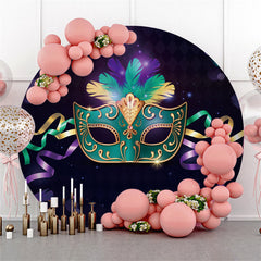 Aperturee Purple Cyan Round Masquerade Party Decoration Backdrop