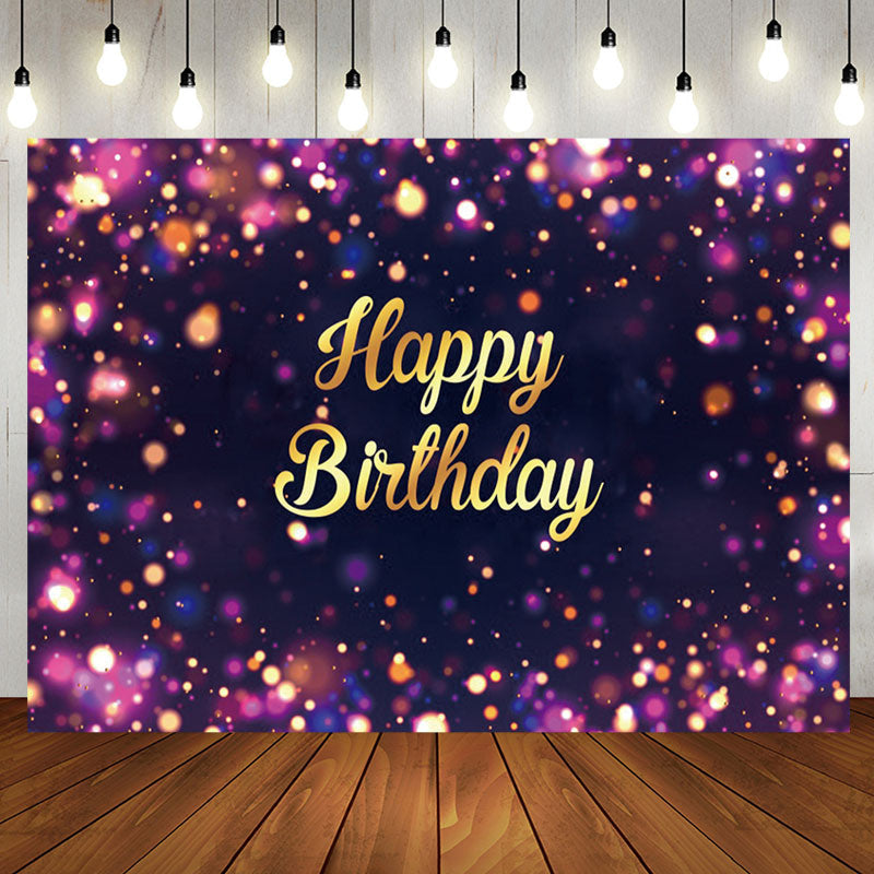 Aperturee - Purple Dots Bokeh Gold Letter Birthday Backdrop