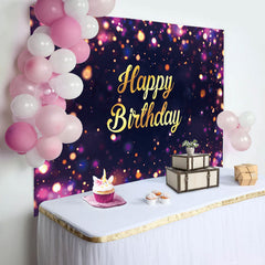 Aperturee - Purple Dots Bokeh Gold Letter Birthday Backdrop