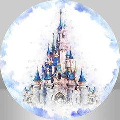 Aperturee - Purple Dream Castle Girls Round Birthday Party Backdrop