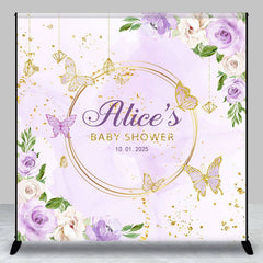 Aperturee - Purple Floral Custom Baby Shower Backdrop For Girls